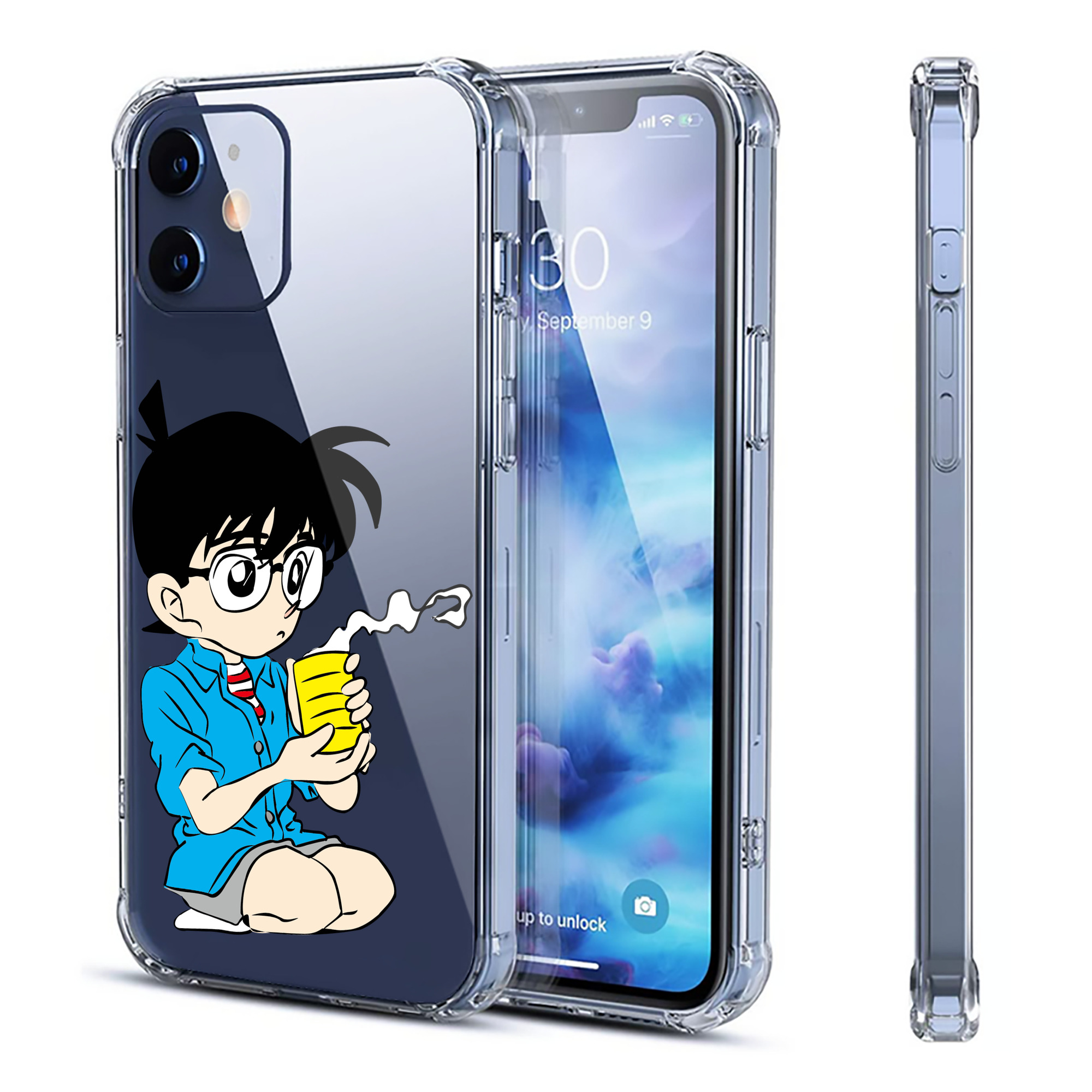 （画像用） 名探偵コナン 江戸川 コナン Detective Conan Conan Edogawa 【iPhone 12シリーズ対応】透明スマホケース（クリアソフトケース）